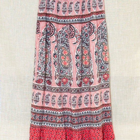 Liz Claiborne Skirt Paisley Maxi - Pink, White, & Black Boho Look - Picture 1 of 4